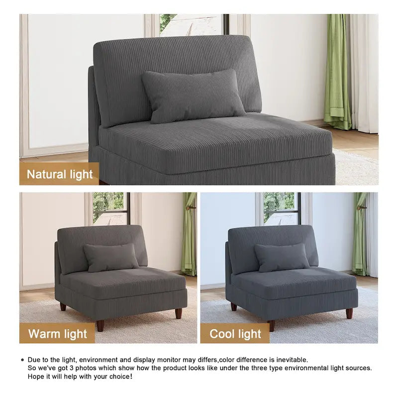Chaise sans accoudoirs en velours côtelé
