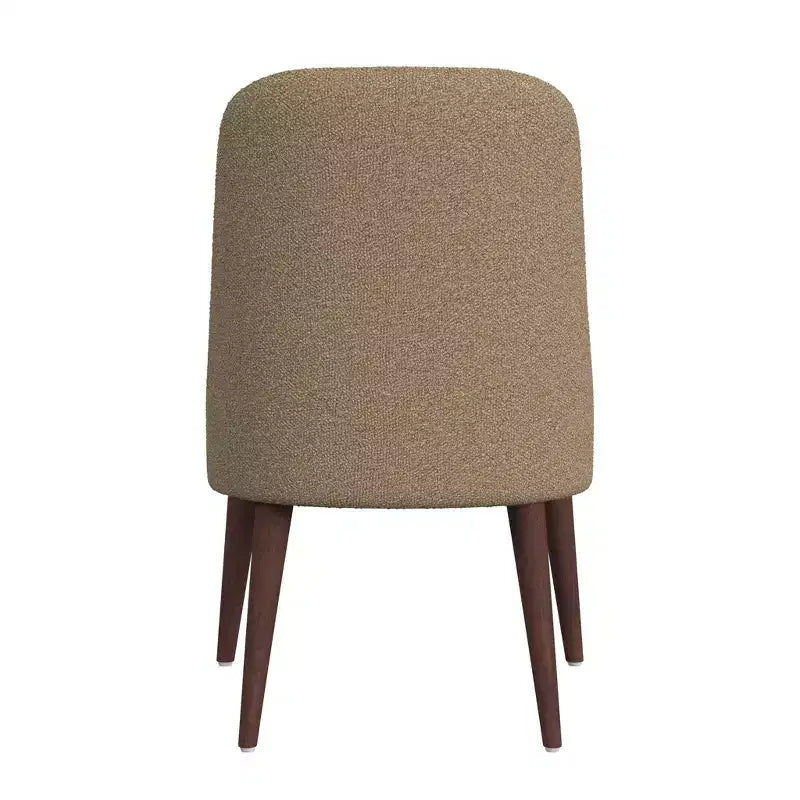 Chaise de salle à manger moderne HomePop Boucle Marron : côté rembourré, pieds en bois fuselés, nettoyage des taches