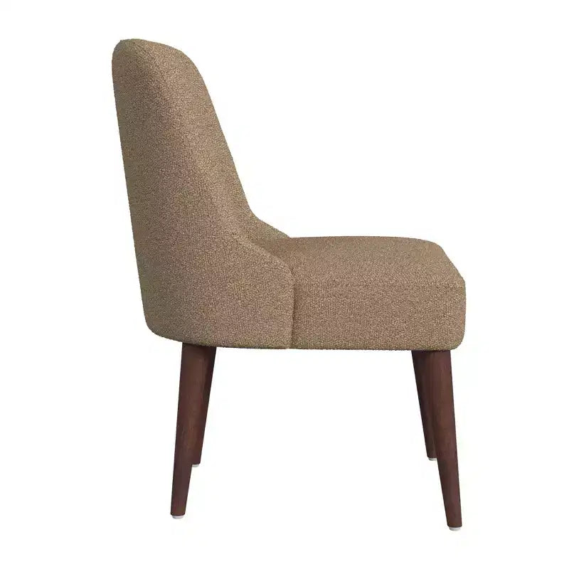 Chaise de salle à manger moderne HomePop Boucle Marron : côté rembourré, pieds en bois fuselés, nettoyage des taches