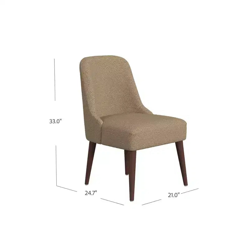 Chaise de salle à manger moderne HomePop Boucle Marron : côté rembourré, pieds en bois fuselés, nettoyage des taches