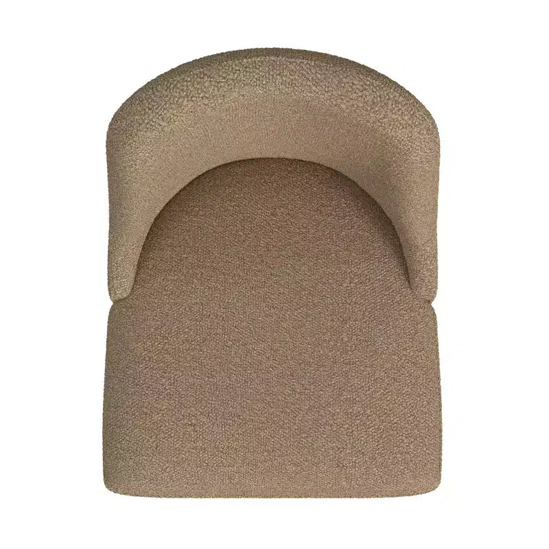 Chaise de salle à manger moderne HomePop Boucle Marron : côté rembourré, pieds en bois fuselés, nettoyage des taches