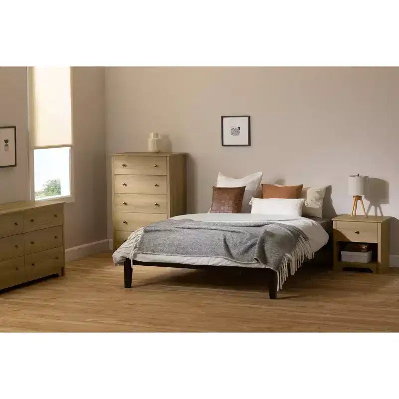 Commode double 6 tiroirs South Shore Ash : Ancrage anti-basculement, Fini stratifié, Panneau de particules, 59,25" de largeur