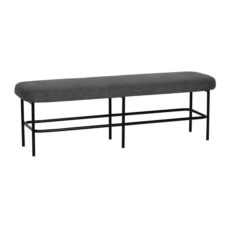 Banc rembourré en tissu moderne Storied Home gris anthracite/noir
