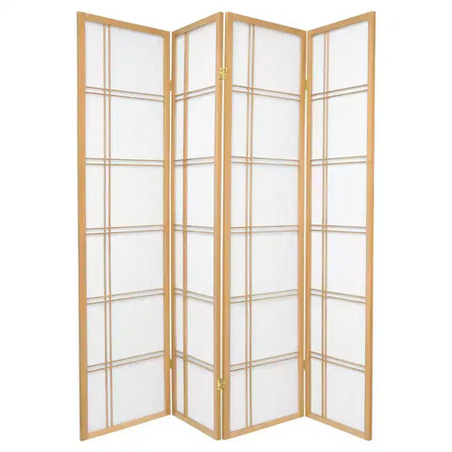 6 ft. Tall Double Cross Shoji Screen - Natural (4 Panels)