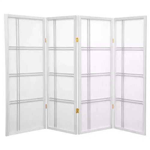 4 ft. Tall Double Cross Shoji Screen - White (4 Panels) - Oriental Furniture