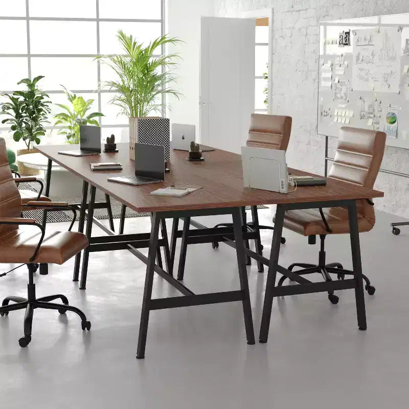 Flash Furniture Redmond Table de conférence commerciale 60x24 avec plateau de 1 pouce d'épaisseur en stratifié double face avec bordure en PVC et base en acier robuste de type A