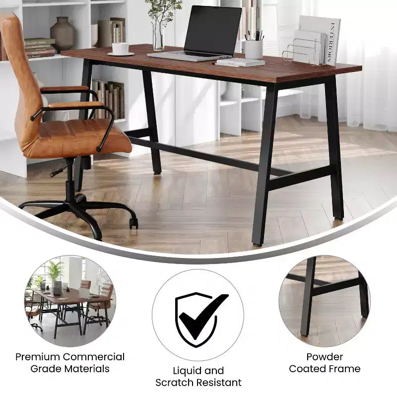Flash Furniture Redmond Table de conférence commerciale 60x24 avec plateau de 1 pouce d'épaisseur en stratifié double face avec bordure en PVC et base en acier robuste de type A