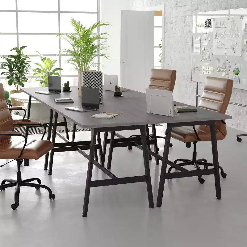 Flash Furniture Redmond Table de conférence commerciale 60x24 avec plateau de 1 pouce d'épaisseur en stratifié double face avec bordure en PVC et base en acier robuste de type A