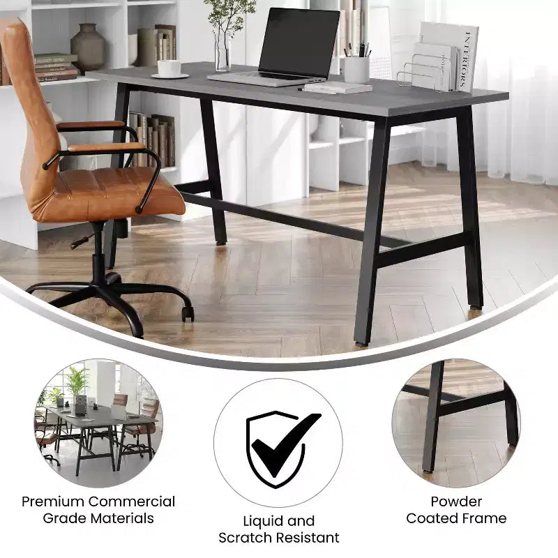 Flash Furniture Redmond Table de conférence commerciale 60x24 avec plateau de 1 pouce d'épaisseur en stratifié double face avec bordure en PVC et base en acier robuste de type A