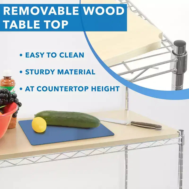 Mount-It! Étagère de boulanger avec plateau en bois | Étagère de rangement de cuisine avec crochets | Support de four à micro-ondes en métal robuste
