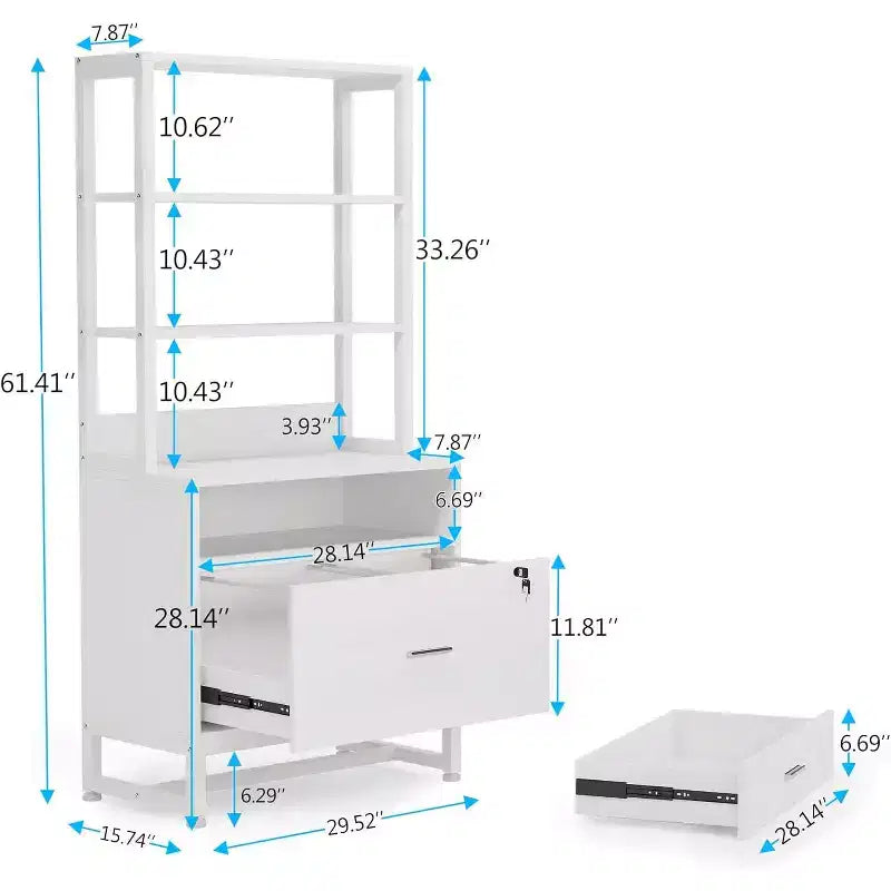 Meuble de rangement vertical Tribesigns à 2 tiroirs, support d'imprimante avec étagères ouvertes