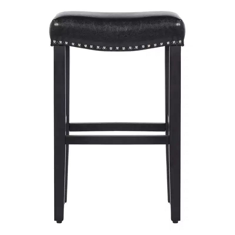WestinTrends 29" Tabouret de bar rembourré avec siège de selle (lot de 2), noir/noir