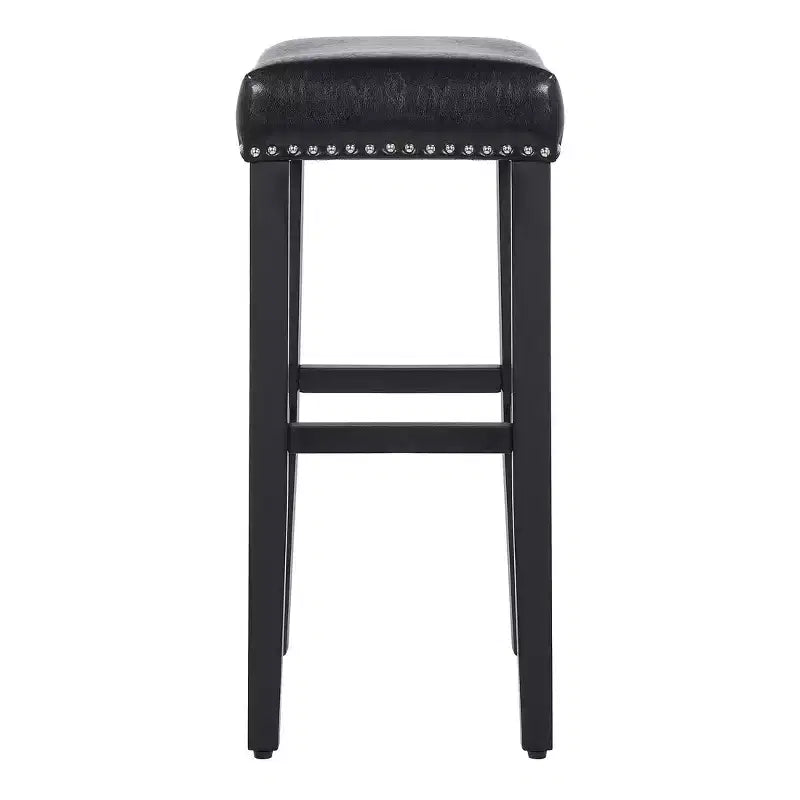 WestinTrends 29" Tabouret de bar rembourré avec siège de selle (lot de 2), noir/noir
