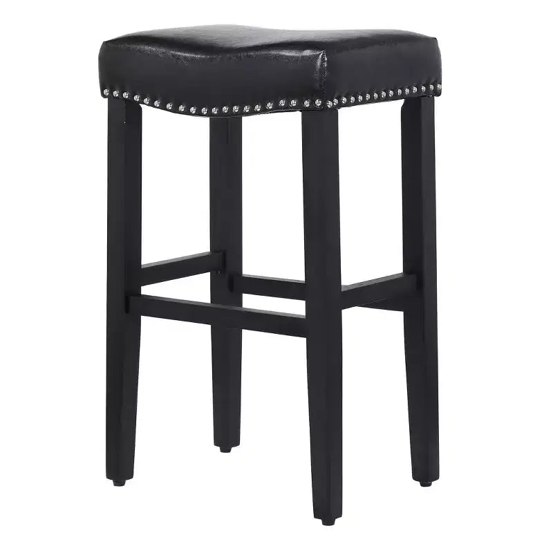 WestinTrends 29" Tabouret de bar rembourré avec siège de selle (lot de 2), noir/noir