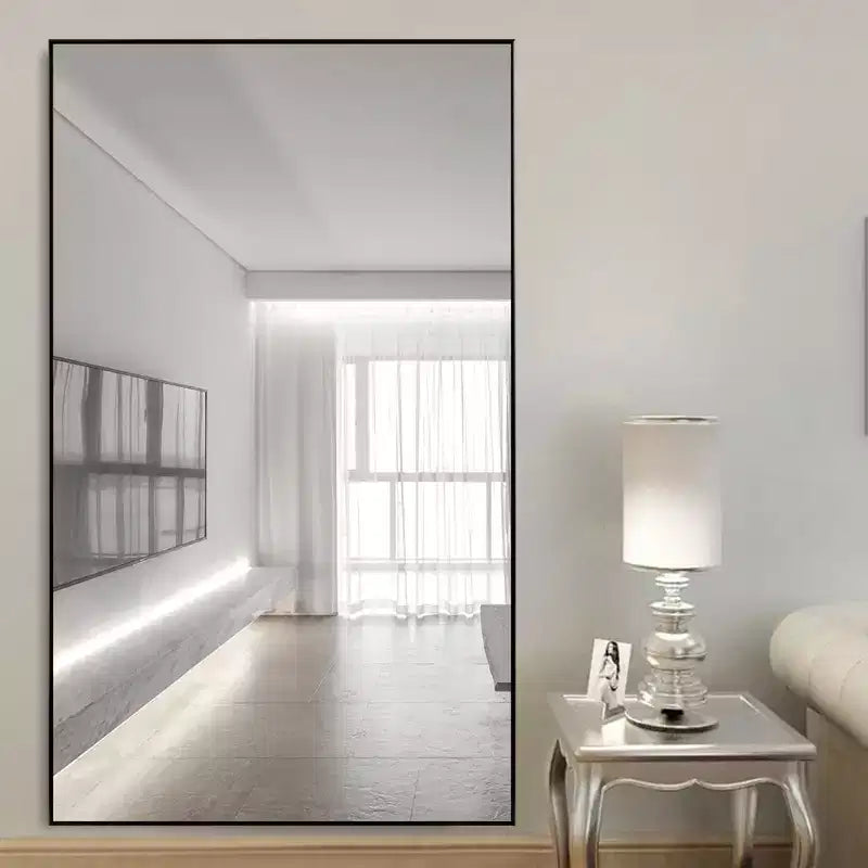 Miroir mural décoratif rectangulaire Dovelina à cadre métallique moderne