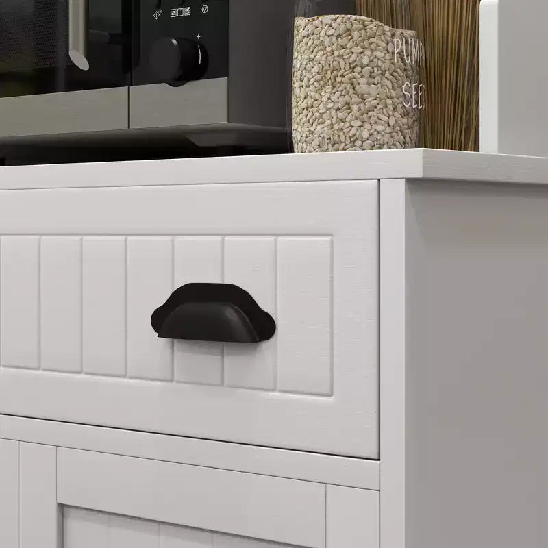 Meuble de cuisine HOMCOM avec tiroir, placard à double porte et étagère réglable, buffet avec armoire haute et trou pour câbles, blanc