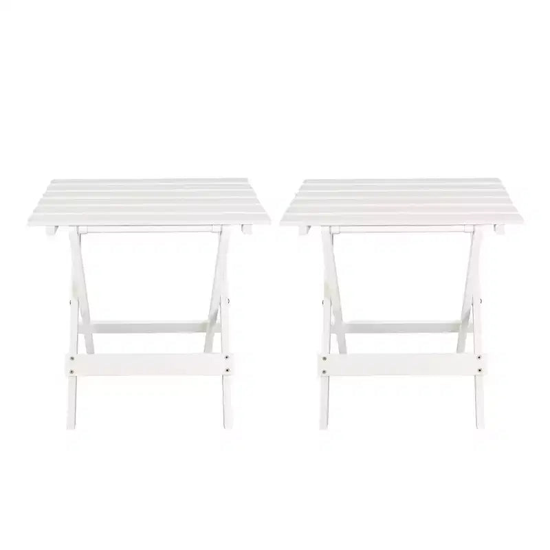 Lot de 2 tables d'appoint pliantes portables en bois massif - Flora Home
