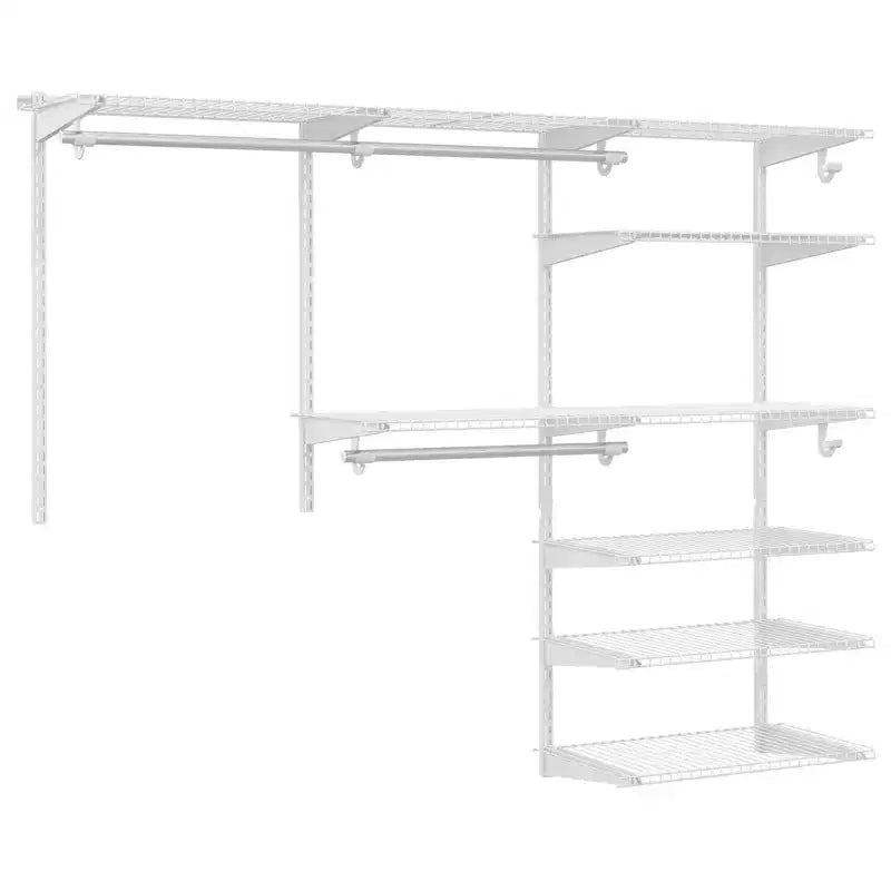 Kit organisateur de placard Costway personnalisé 1,2 à 1,8 m Système de placard mural avec tringle Blanc/Gris