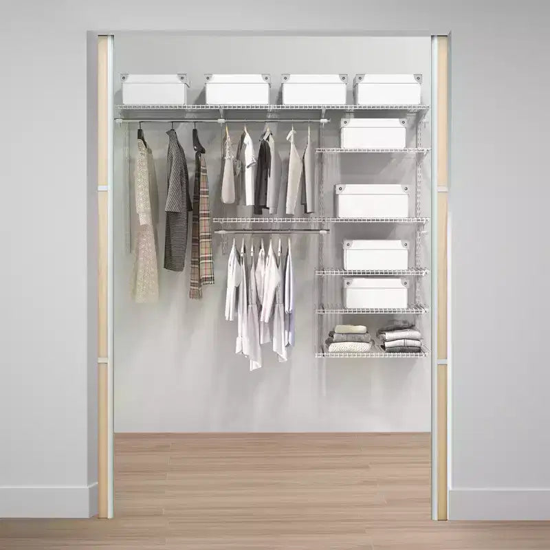 Kit organisateur de placard Costway personnalisé 1,2 à 1,8 m Système de placard mural avec tringle Blanc/Gris