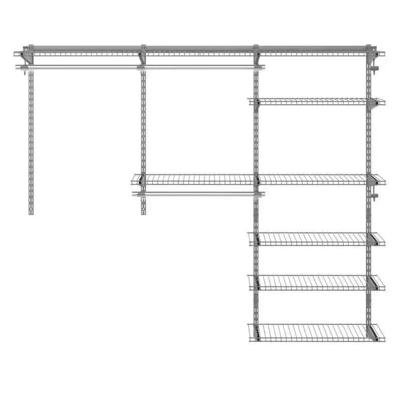 Kit organisateur de placard Costway personnalisé 1,2 à 1,8 m Système de placard mural avec tringle Blanc/Gris