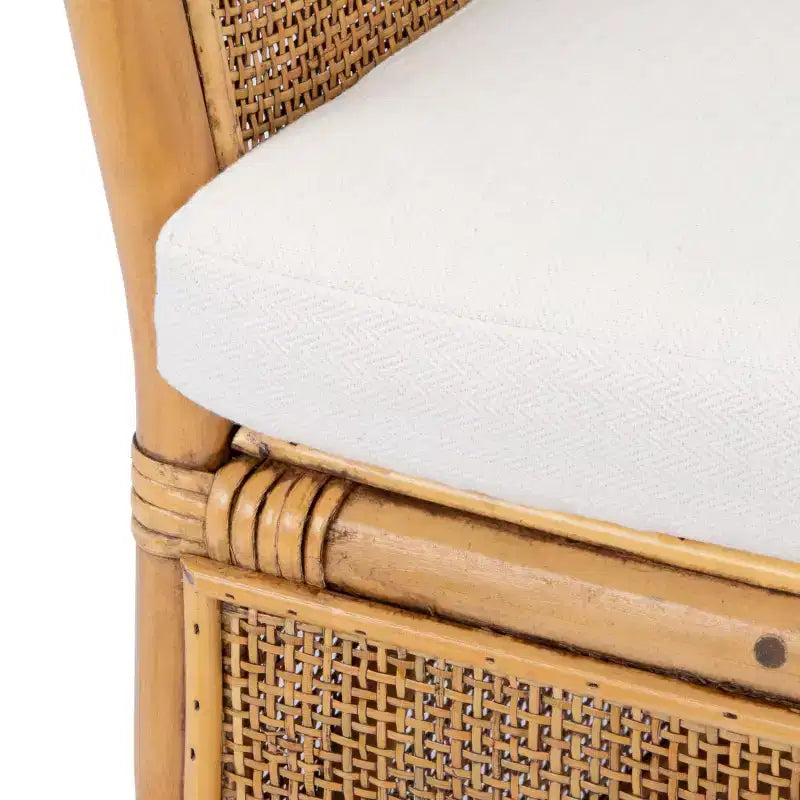 Fauteuil d'appoint Jessica en rotin avec coussin - ACH6519A - Blanc/Brun Miel Lavé - Safavieh