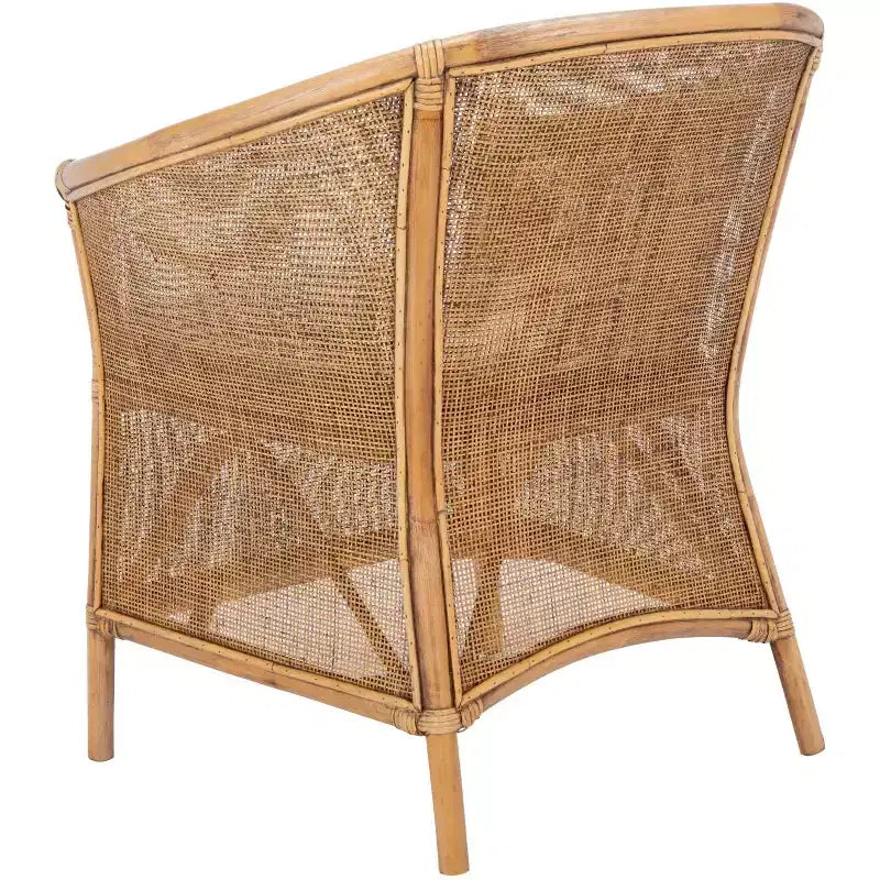 Fauteuil d'appoint Jessica en rotin avec coussin - ACH6519A - Blanc/Brun Miel Lavé - Safavieh