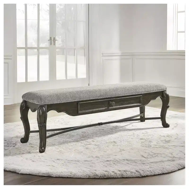 Banc de salle à manger Maylee 63 de Signature Design by Ashley, brun foncé avec tiroir de rangement et siège coussiné