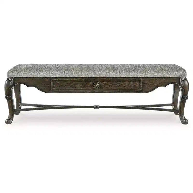 Banc de salle à manger Maylee 63 de Signature Design by Ashley, brun foncé avec tiroir de rangement et siège coussiné