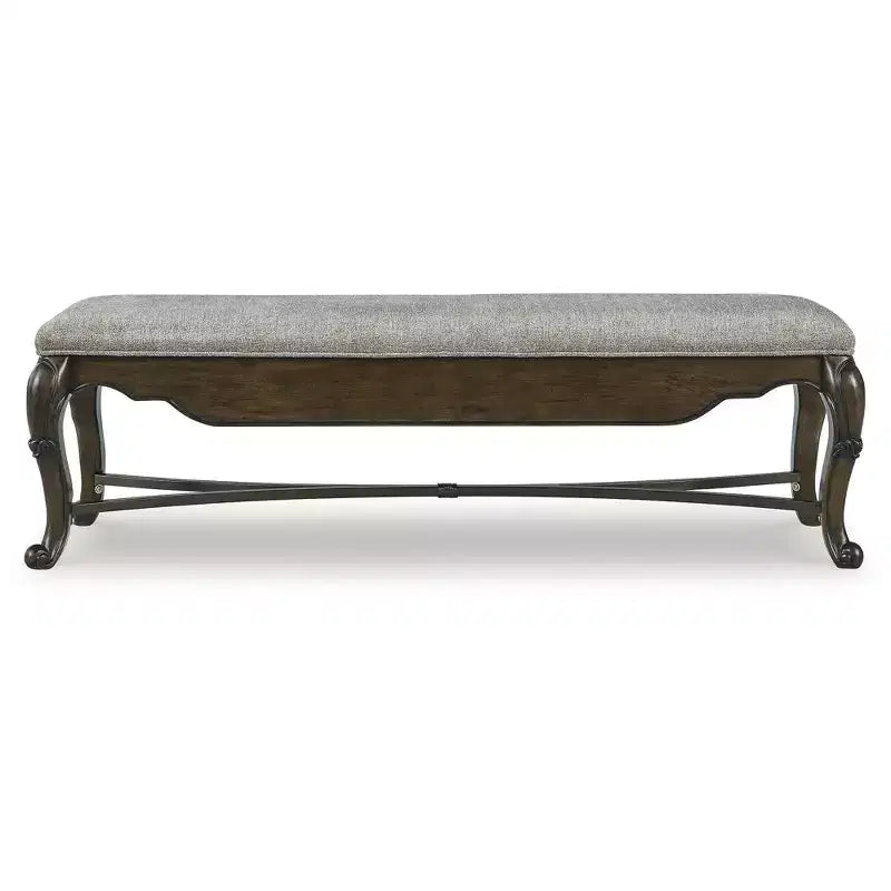 Banc de salle à manger Maylee 63 de Signature Design by Ashley, brun foncé avec tiroir de rangement et siège coussiné