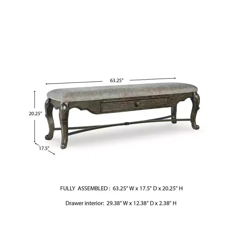 Banc de salle à manger Maylee 63 de Signature Design by Ashley, brun foncé avec tiroir de rangement et siège coussiné