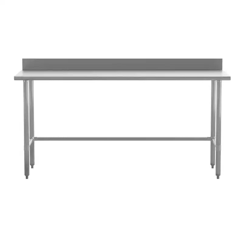 Table de préparation et de travail de cuisine Flash Furniture Reese en acier inoxydable 430 de calibre 18, de qualité commerciale, certifiée NSF, avec base ouverte et dosseret de 4 po
