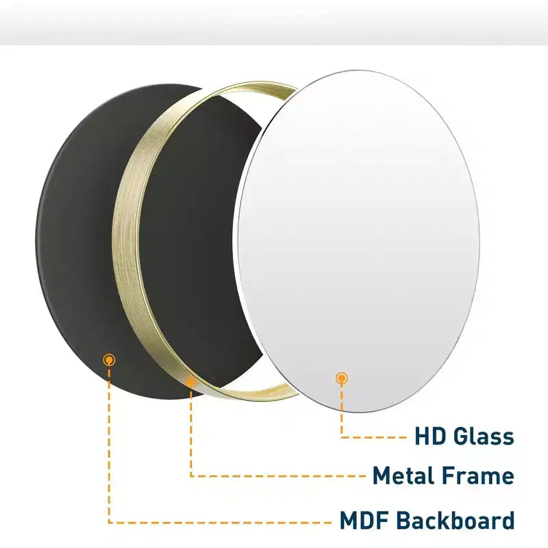 Keonjinn Miroir de salle de bain rond à LED avec cadre en métal, rétroéclairé, 3 températures de couleur, intensité variable, anti-buée
