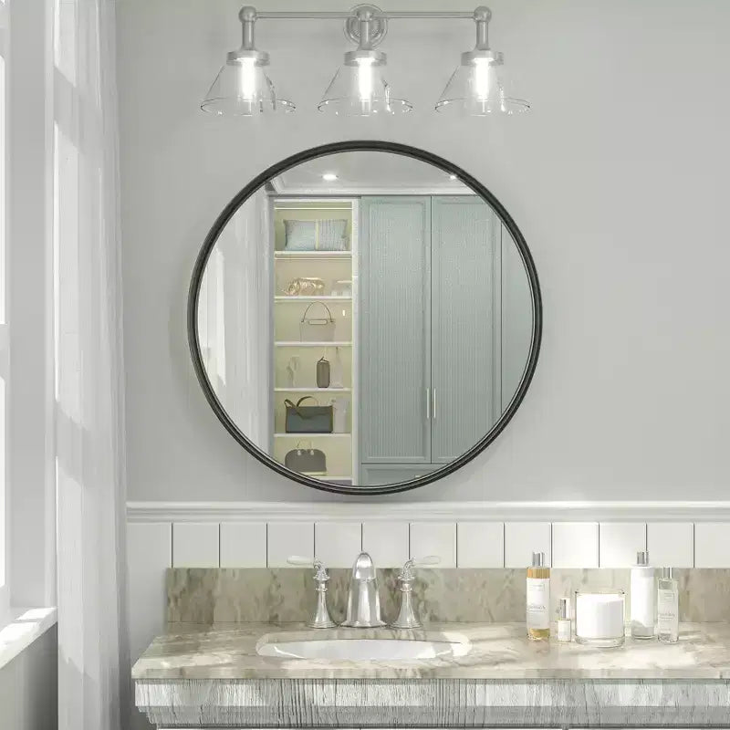 Keonjinn Miroir de salle de bain rond à LED avec cadre en métal, rétroéclairé, 3 températures de couleur, intensité variable, anti-buée