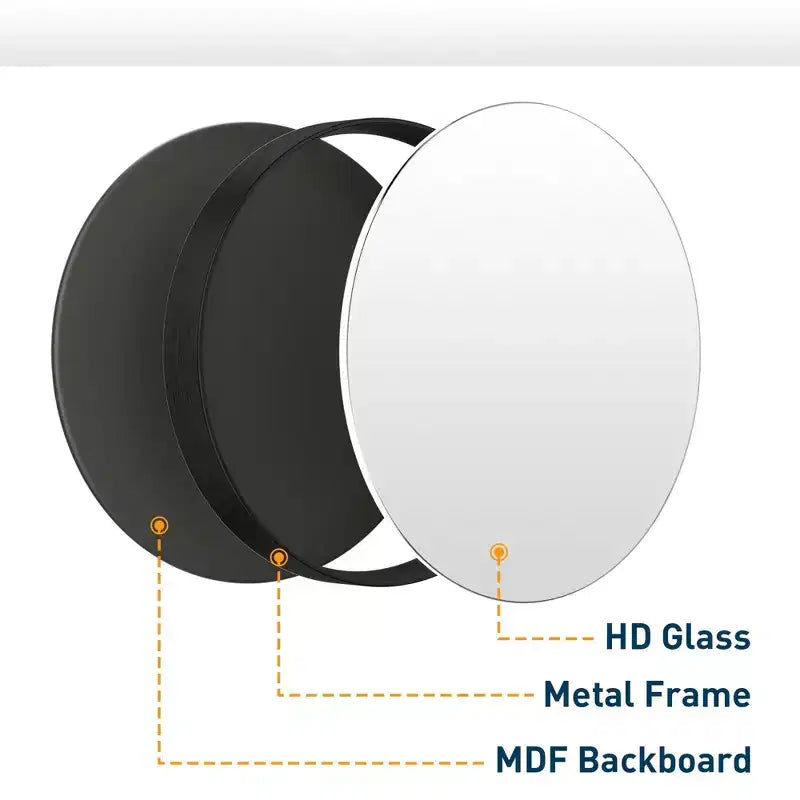 Keonjinn Miroir de salle de bain rond à LED avec cadre en métal, rétroéclairé, 3 températures de couleur, intensité variable, anti-buée