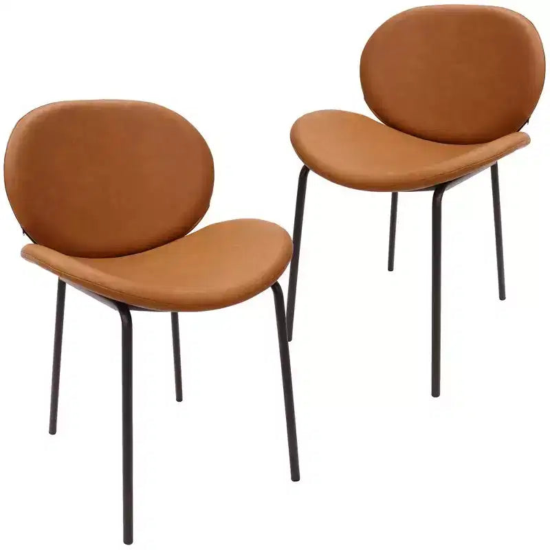 Chaise de salle à manger moderne LeisureMod Servos, assise en similicuir rembourré, dossier incurvé et pieds en métal, confortable pour la cuisine, la salle à manger, le café