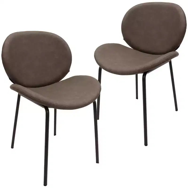 Chaise de salle à manger moderne LeisureMod Servos, assise en similicuir rembourré, dossier incurvé et pieds en métal, confortable pour la cuisine, la salle à manger, le café