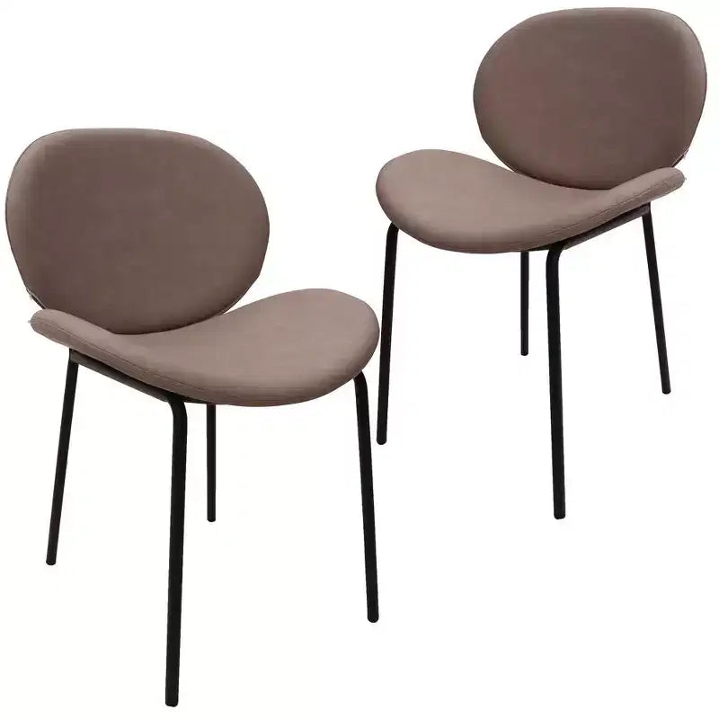 Chaise de salle à manger moderne LeisureMod Servos, assise en similicuir rembourré, dossier incurvé et pieds en métal, confortable pour la cuisine, la salle à manger, le café
