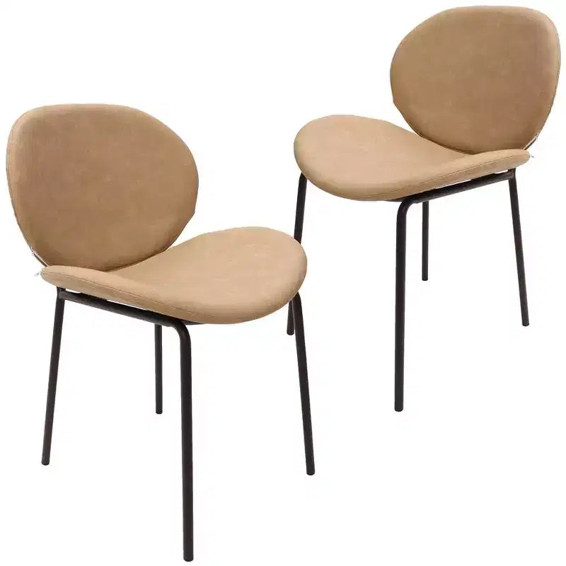 Chaise de salle à manger moderne LeisureMod Servos, assise en similicuir rembourré, dossier incurvé et pieds en métal, confortable pour la cuisine, la salle à manger, le café