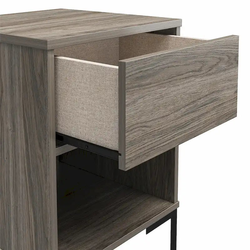 Table de chevet rustique avec étagère ouverte - Chêne vieilli