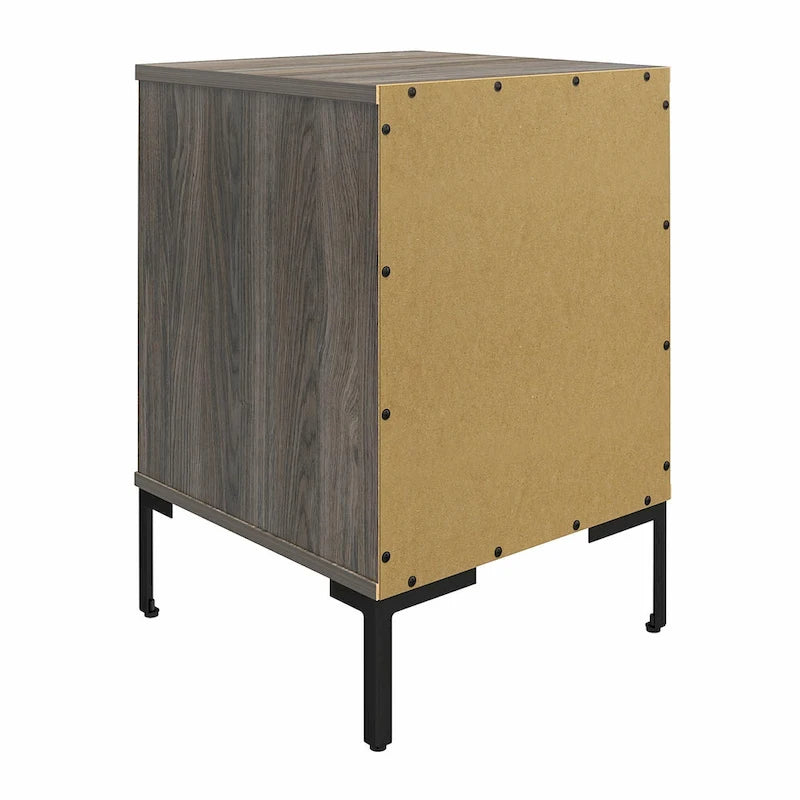 Table de chevet rustique avec étagère ouverte - Chêne vieilli