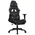 vidaXL Gaming Chair with Footrest, Black and Camouflage, Faux Leather