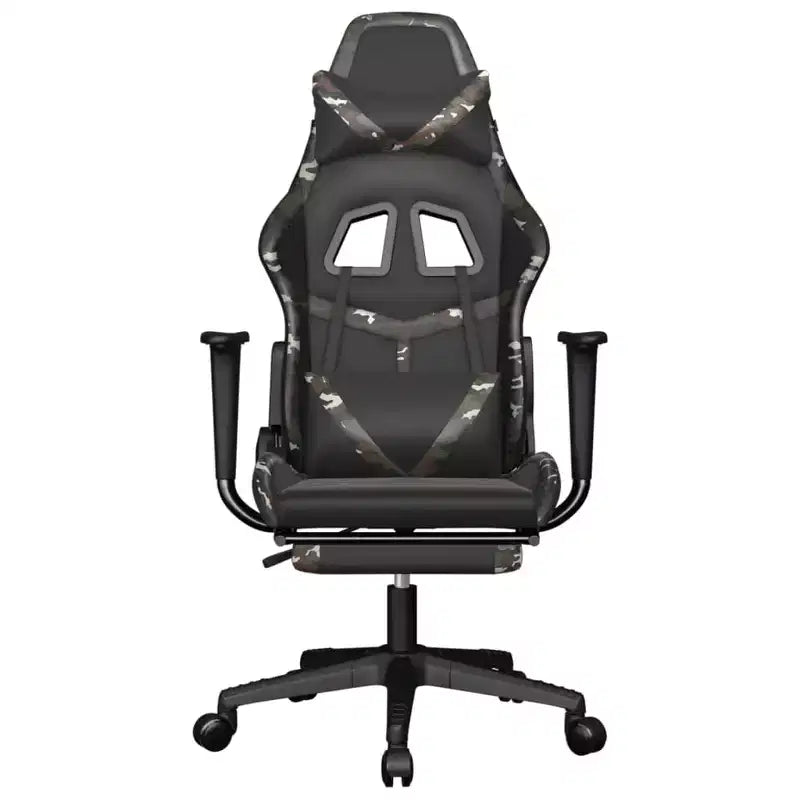 vidaXL Chaise de jeu avec repose-pieds, noir et camouflage, similicuir