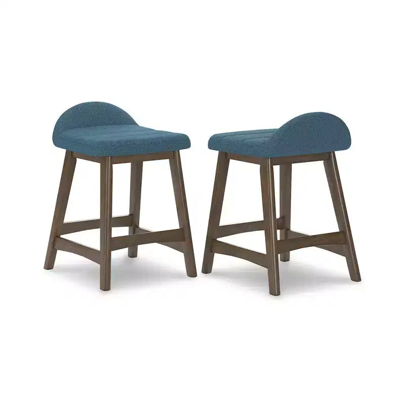 Tabouret de bar rembourré avec coussin en mousse Lyncott de Signature Design by Ashley, hauteur comptoir, lot de 2, bleu