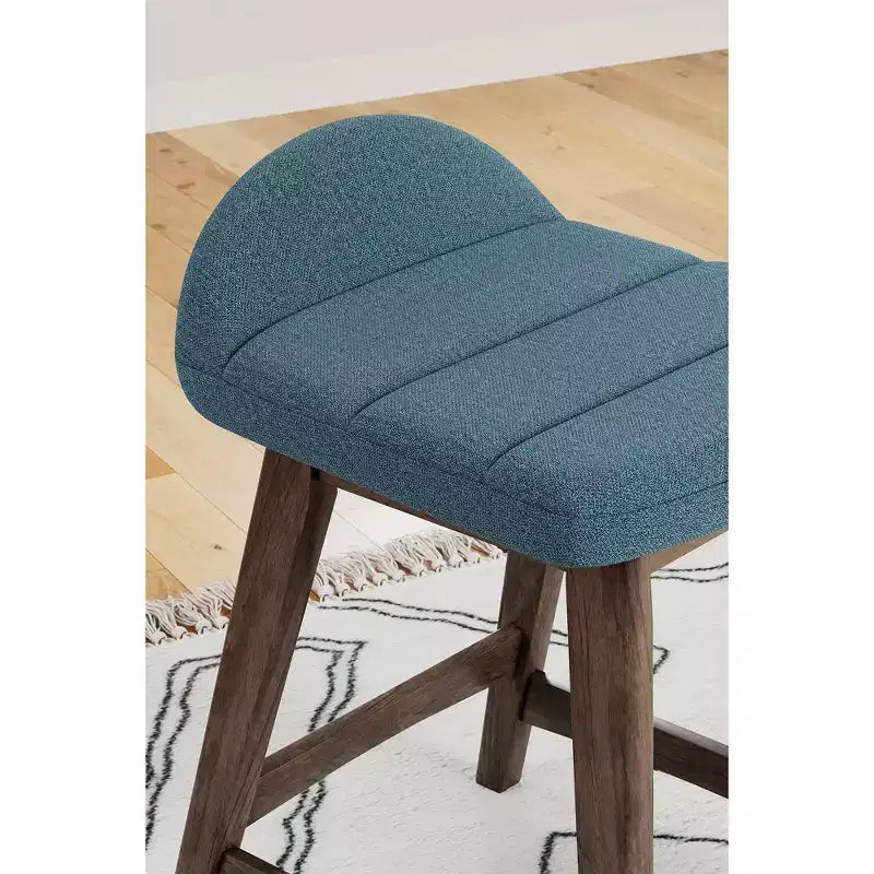 Tabouret de bar rembourré avec coussin en mousse Lyncott de Signature Design by Ashley, hauteur comptoir, lot de 2, bleu