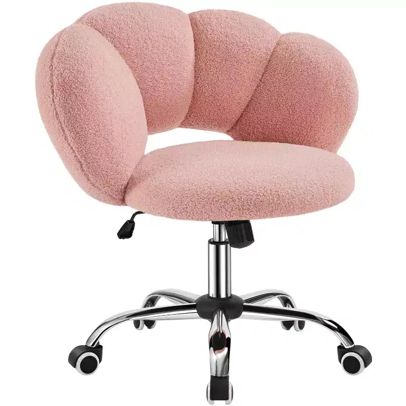 Chaise de coiffeuse Yaheetech rembourrée en bouclette à roulettes