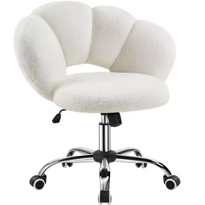 Chaise de coiffeuse Yaheetech rembourrée en bouclette à roulettes
