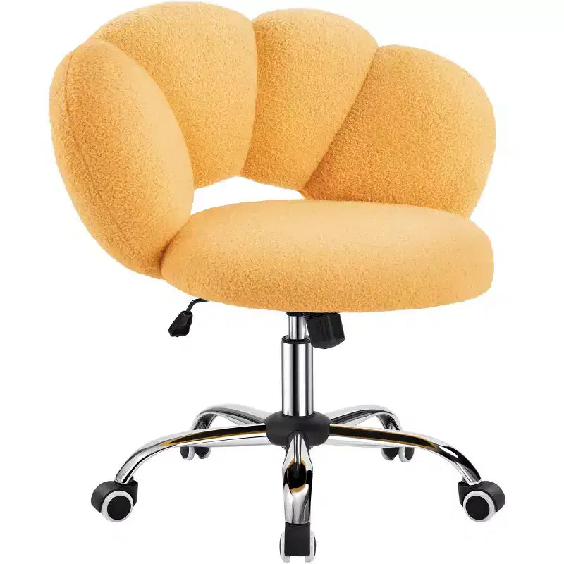 Chaise de coiffeuse Yaheetech rembourrée en bouclette à roulettes