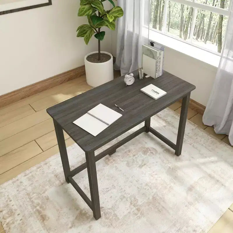 Bureau en bois massif Planche+Poutre, Bureau simple pour chambre à coucher, Bureau d'étude pour bureau à domicile, 39.5