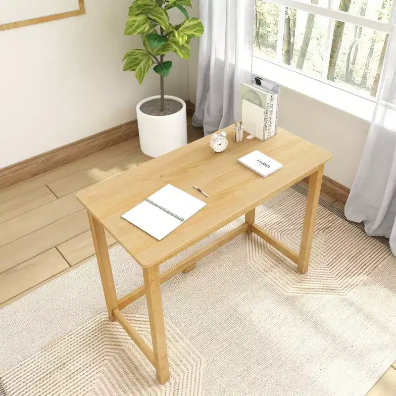 Bureau en bois massif Planche+Poutre, Bureau simple pour chambre à coucher, Bureau d'étude pour bureau à domicile, 39.5