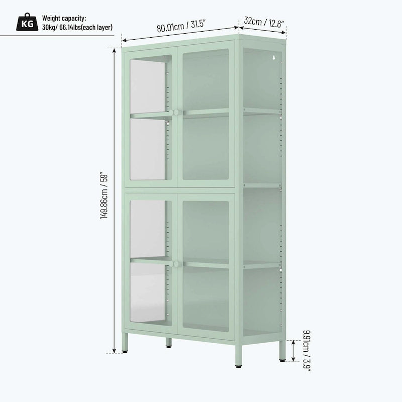 Meuble de rangement vitré avec étagères réglables